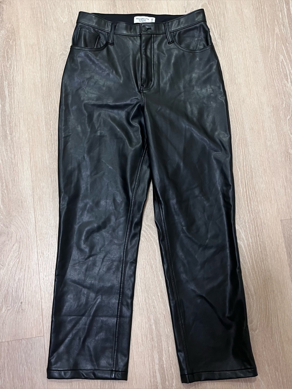 Abercrombie & Fitch Black Straight-Leg Faux Leather Pants